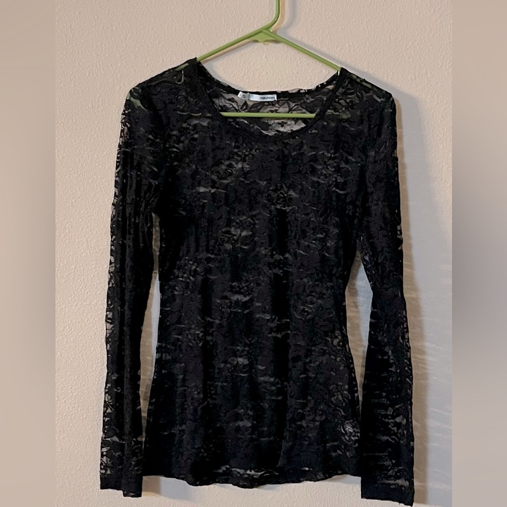 Maurices long sleeve stretch lace blouse